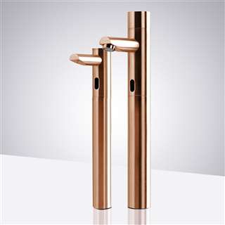 BathSelect Hospitality Tall Rose Gold Dual Commercial Automatic Sensor Faucet And Soap Dispenser