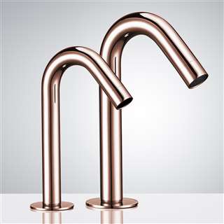 BathSelect Goose Neck Rose Gold Dual Commercial Automatic Sensor Faucet And Soap Dispenser