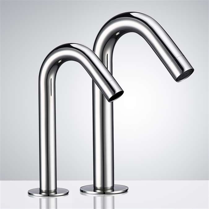 BathSelect Goose Neck Hostelry Chrome Finish Dual Commercial Automatic Sensor Faucet And Soap Dispenser