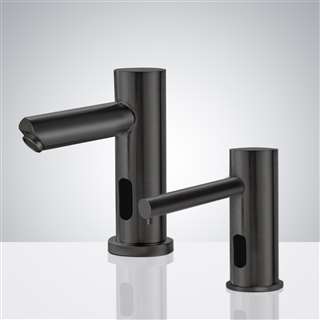 BathSelect Dark Oil-Rubbed Bronze Finish Freestanding Dual Automatic Commercial Sensor Faucet And Soap Dispenser