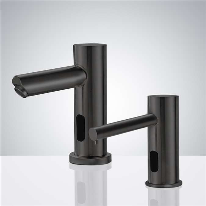 BathSelect Dark Oil-Rubbed Bronze Finish Freestanding Dual Automatic Commercial Sensor Faucet And Soap Dispenser