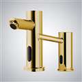 BathSelect Hospitality Gold Finish Freestanding Dual Automatic Commercial Sensor Faucet And Soap Dispenser