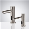 BathSelect Hotel Brushed Nickel Finish Freestanding Dual Automatic Commercial Sensor Faucet And Soap Dispenser