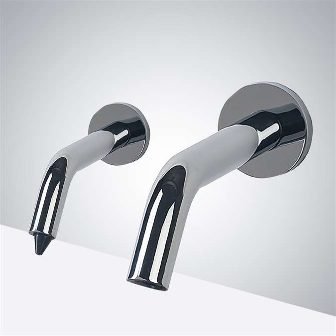 Reno Chrome Finish Wall Mount Dual Commercial Sensor Faucet And Soap Dispenser