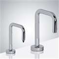 Reno Inverted U-Shaped Chrome Finish Freestanding Dual Commercial Sensor Faucet And Soap Dispenser