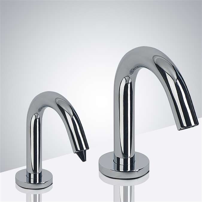 Lano Goose Neck Chrome Finish Dual Commercial Sensor Faucet And Soap Dispenser