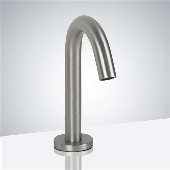 Carpi Brushed Nickel Finish Goose Neck Deck Mount Automatic Commercial Sensor Faucet