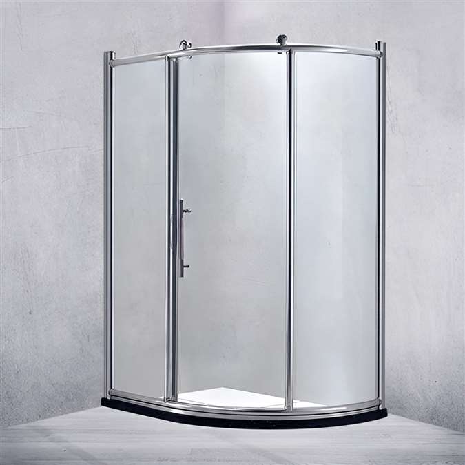 Freestanding Complete Sliding Door Bath Shower Enclosure With Chrome Polished Frame