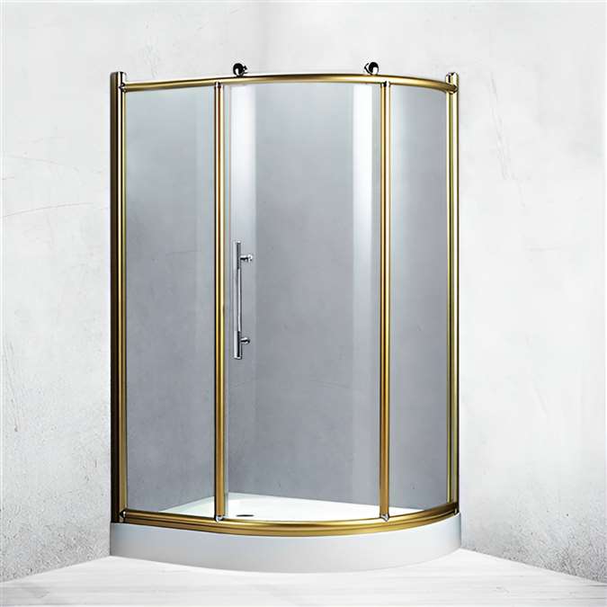 BathSelect Aluminium Alloy Freestanding Bath Shower Enclosure In Bronze Polished Frame