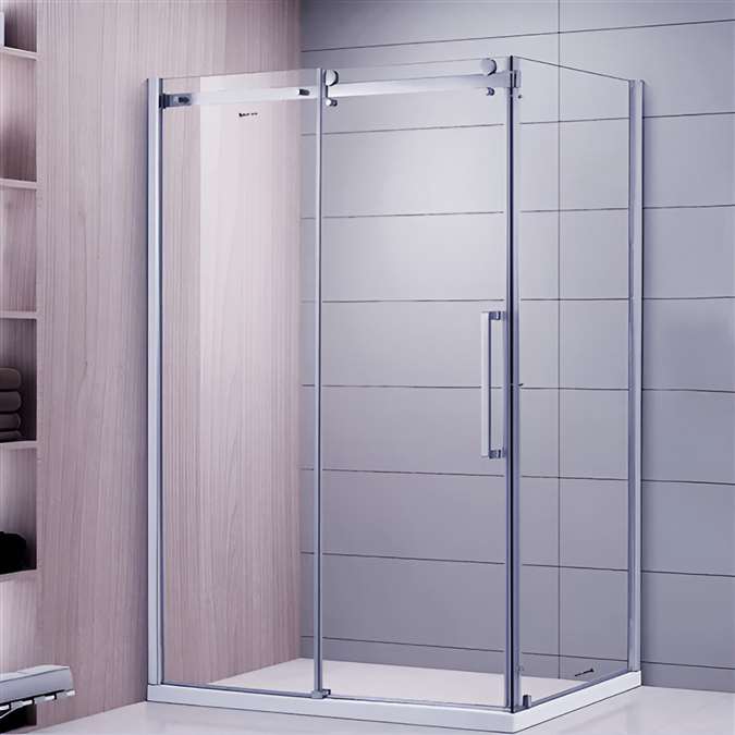 Polished Glass Single Sliding Door Bath Shower Room