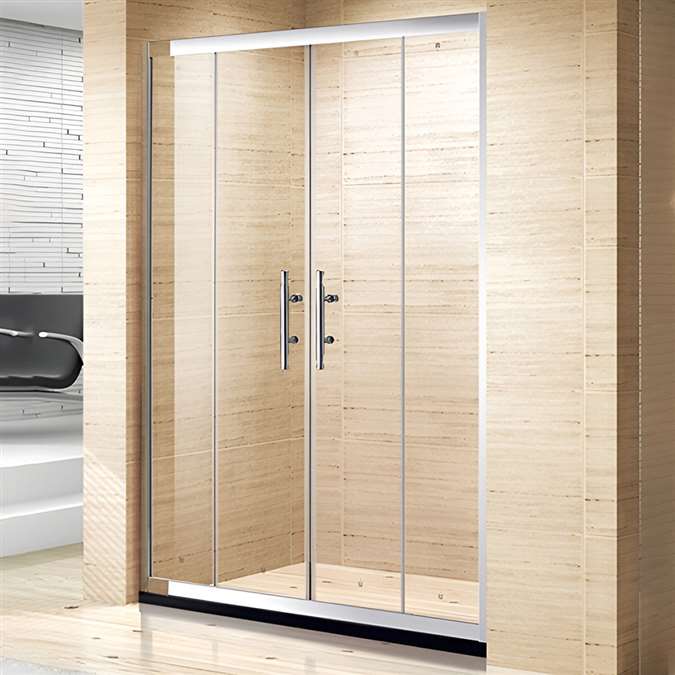 BathSelect Square Shape Tempered Glass Sliding Shower Door