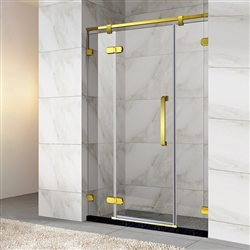 Frameless Sliding Shower Door With Gold Finish Hinges And Handle