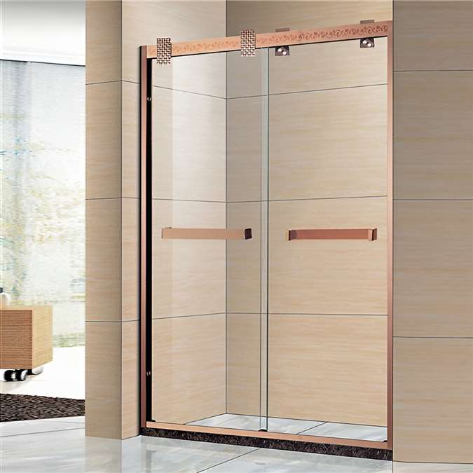 Aluminium Framed Rose Gold Finish Luxury Sliding Shower Door