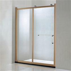 Tempered Glass Sliding Shower Door In Brushed Gold Finish Frame