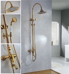 Luna Gold European Rainfall Shower Set