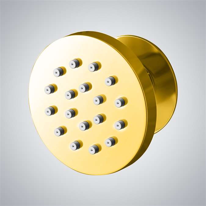 BathSelect Taranto Shiny Gold Finish Round Massage Shower Body Jets Spray