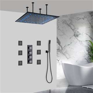 Matte Black shower head multicolor led