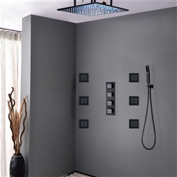 Matte Black shower head multicolor led