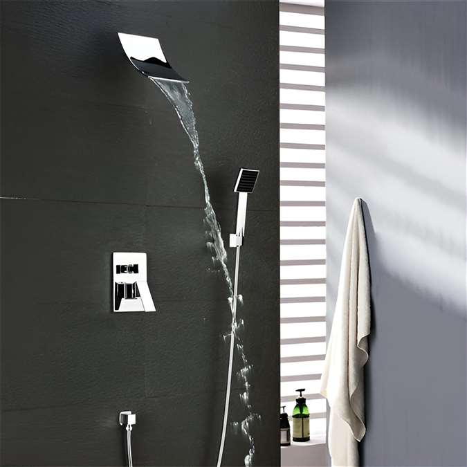 Annapolis Polished Chrome Wall Mount Waterfall Shower Set