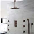 Soma Oil Rubbed Bronze Finish Thermostatic Shower Set Rain Head Multifunction Handset & 6 Jets