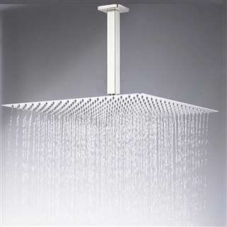 New Large 16" Nickel Brushed Rainfall Shower Head Ultrathin Square Shower Head