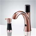 Bathselect Rose Gold Automatic Commercial Faucet with Manual Soap Dispenser