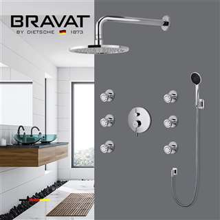 Hostelry Bravat Bathroom Shower Set With  4 Body Jets and Bravat Mixer