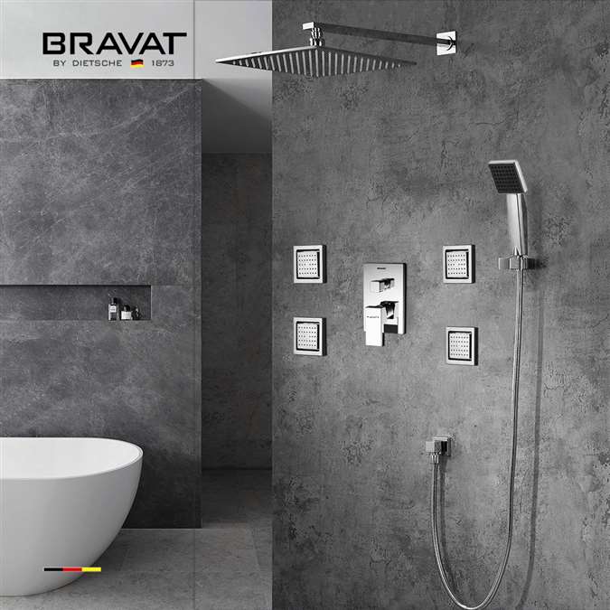 Bravat Bathroom LED Shower Set With Body Jets and Bravat Mixer