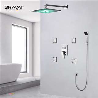 Hostelry Bravat Bathroom LED Shower Set With Body Jets and Bravat Mixer